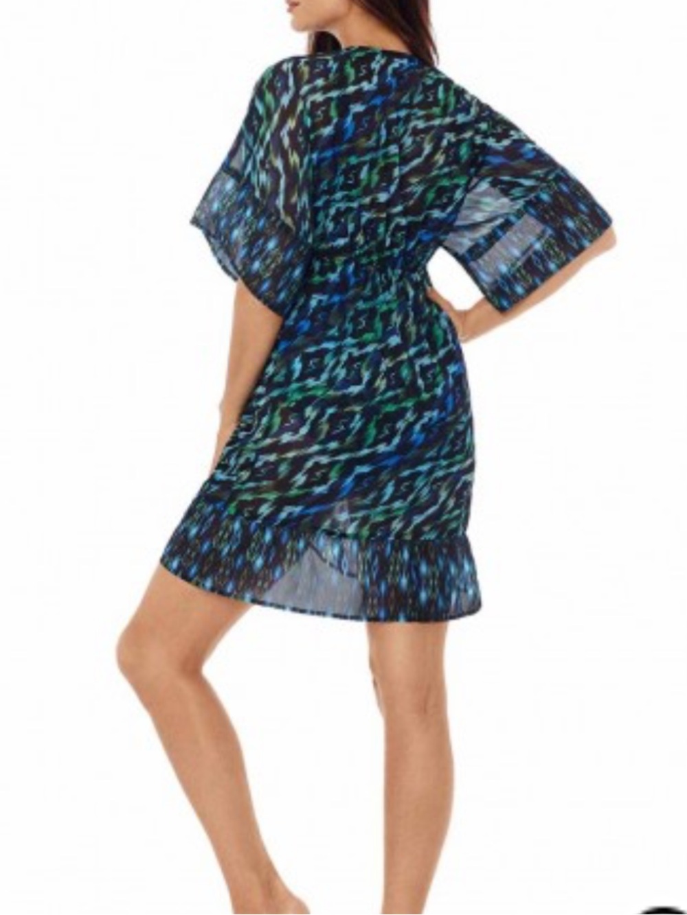 Miraclesuit Sz M Kimono Jewels of The Nile Blue Green Coverup Resortwear Beach - Picture 3 of 9